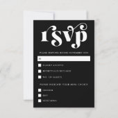 Einfache moderne schwarze und weiße RSVP-Karte RSVP Karte (Vorderseite)