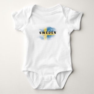 Einfache moderne schwedische Flagge schwedisches S Baby Strampler