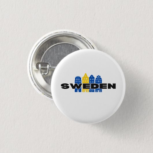 Einfache moderne schwedische Staatsflagge Souvenir Button (Vorne & Hinten)