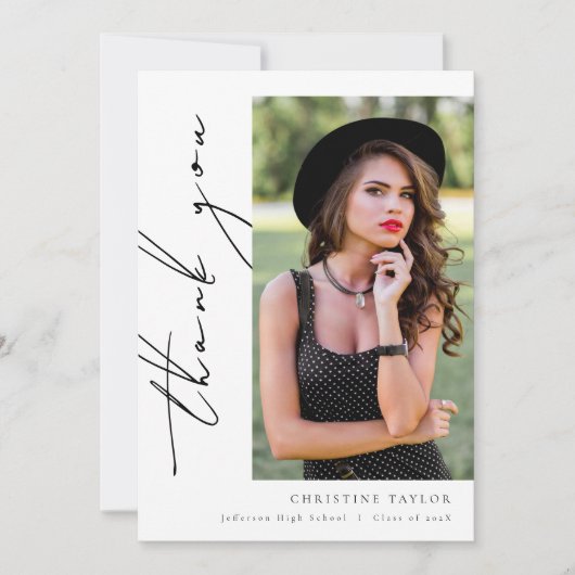 Einfache moderne Script-Abschluss Dankeskarte (Vorderseite)