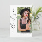 Einfache moderne Script-Abschluss Dankeskarte (Stehend Vorderseite)