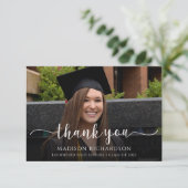 Einfache moderne Script-Abschluss-Foto Dankeskarte (Stehend Vorderseite)