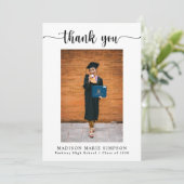 Einfache moderne Script-Abschluss-Foto Dankeskarte (Stehend Vorderseite)
