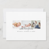 Einfache moderne Script Baby Foto Collage Geburt Ankündigung (Rückseite)