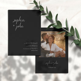 Einfache moderne Script Black Wedding Einladung