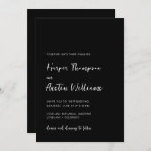 Einfache moderne Script Black Wedding Einladung (Vorne/Hinten)