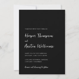 Einfache moderne Script Black Wedding Einladung