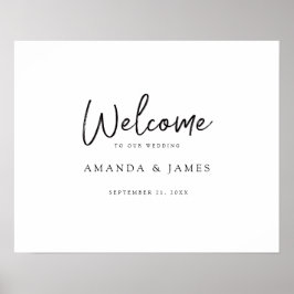 Einfache moderne Script Black & White Wedding Will Poster