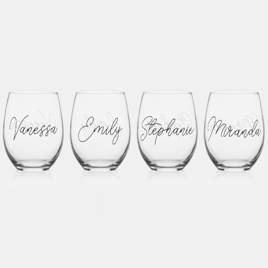 Einfache moderne Script-Bridesmaier verschenken Pe Weinglas Ohne Stiel (Hinten)