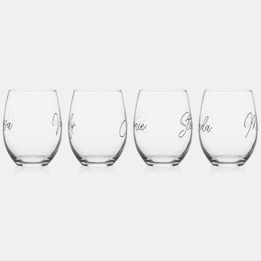 Einfache moderne Script-Bridesmaier verschenken Pe Weinglas Ohne Stiel (Links)