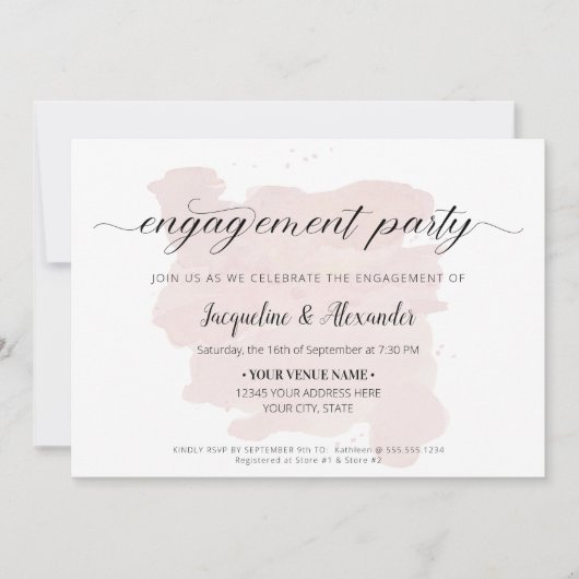 Einfache moderne Script Calligraphy Blush Watercol Einladung (Vorderseite)