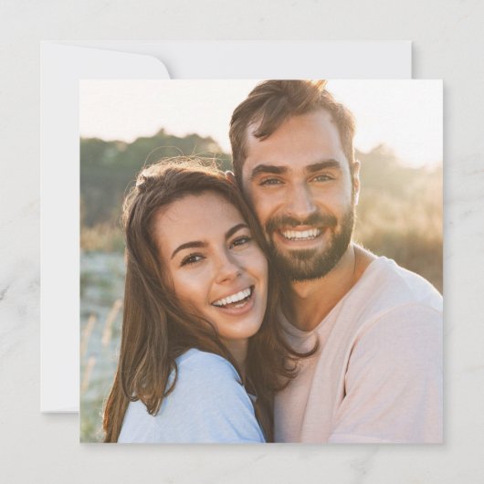 Einfache moderne Script Dress Code Foto Boho Weddi Einladung (Rückseite)