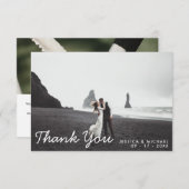 Einfache moderne Script-Elegante Hochzeit Dankeskarte (Vorne/Hinten)