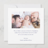 Einfache moderne Script Foto Boy oder Girl Birth Ankündigung (Rückseite)