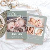 Einfache moderne Script Foto Collage Sage Birth Ankündigung