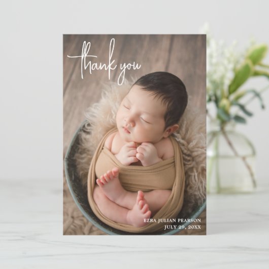 Einfache moderne Script Foto Collage Vielen Dank,  Ankündigung (Stehend Vorderseite)