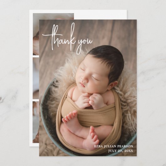 Einfache moderne Script Foto Collage Vielen Dank,  Ankündigung (Vorne/Hinten)