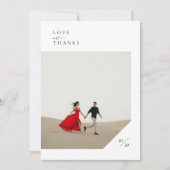 Einfache moderne Script-Foto-Hochzeit Dankeskarte (Vorderseite)