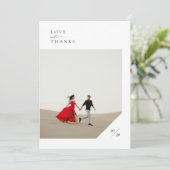 Einfache moderne Script-Foto-Hochzeit Dankeskarte (Stehend Vorderseite)