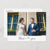 Einfache moderne Script-Foto Hochzeit Vielen Dank Postkarte (Vorne/Hinten)