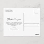 Einfache moderne Script-Foto Hochzeit Vielen Dank Postkarte (Rückseite)