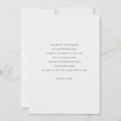 Einfache moderne Script-Foto Hochzeitgäste Dankeskarte (Rückseite)