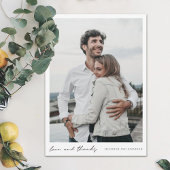 Einfache moderne Script-Foto-Liebe und Dank Hochze Dankeskarte