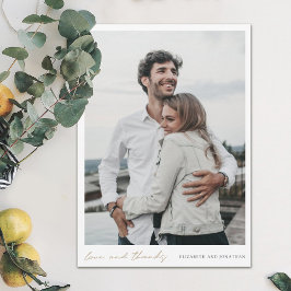 Einfache moderne Script-Foto-Liebe und Dank Hochze Dankeskarte