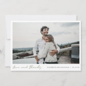 Einfache moderne Script-Foto-Liebe und Dank Hochze Dankeskarte (Vorderseite)
