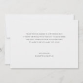 Einfache moderne Script-Foto-Liebe und Dank Hochze Dankeskarte (Rückseite)