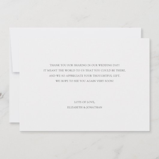 Einfache moderne Script-Foto-Liebe und Dank Hochze Dankeskarte (Rückseite)