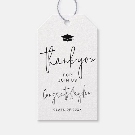 Einfache moderne Script Graduate Vielen Dank Geschenkanhänger (Vorderseite)