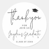 Einfache moderne Script Graduate Vielen Dank Runder Aufkleber (Vorderseite)
