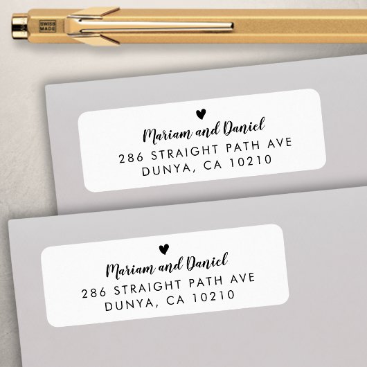 Einfache moderne Script Heart Wedding Rücksendeadr