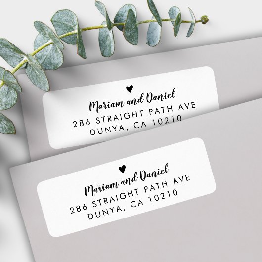 Einfache moderne Script Heart Wedding Rücksendeadr