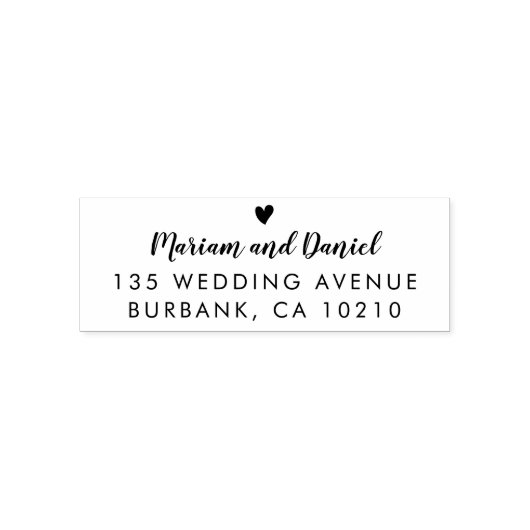 Einfache moderne Script Heart Wedding Rücksendeadr Permastempel (Design)