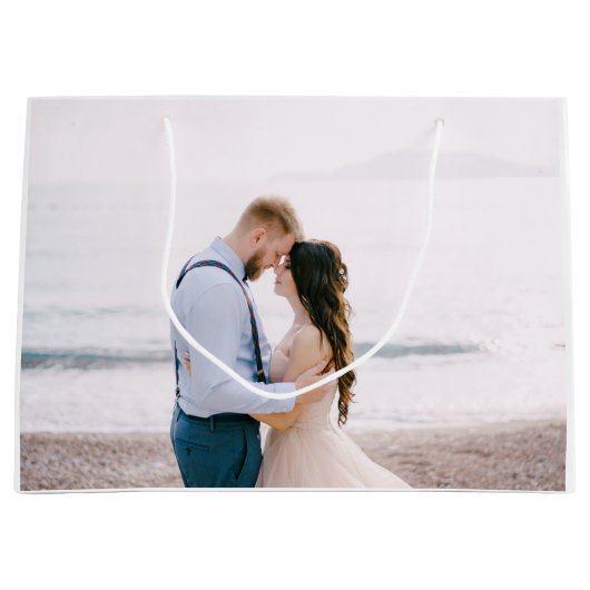 Einfache moderne Script Heart Wedding Vielen Dank Große Geschenktüte (Vorderseite)