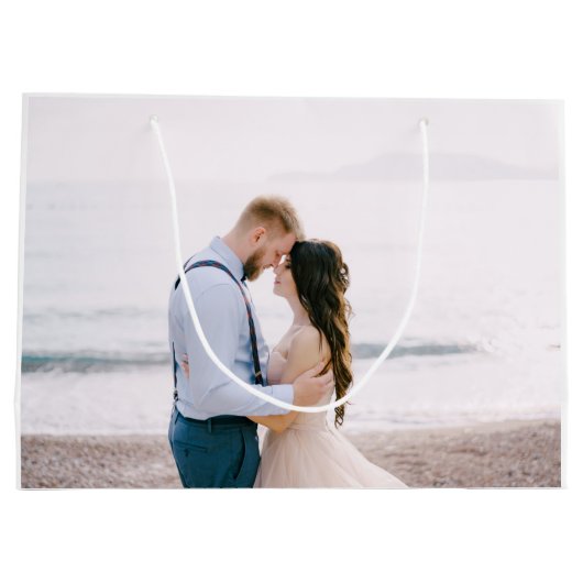 Einfache moderne Script Heart Wedding Vielen Dank Große Geschenktüte (Rückseite)