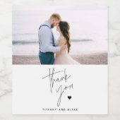 Einfache moderne Script Heart Wedding Vielen Dank Weinetikett (Einzelnes Label)