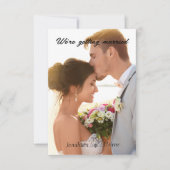 Einfache moderne Script-Hochzeit Foto Danke-Card Karte (Vorderseite)