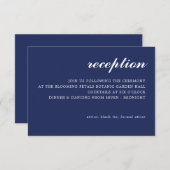 Einfache moderne Script Hochzeitsempfehlung Navy B Begleitkarte (Vorne/Hinten)