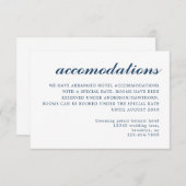 Einfache moderne Script Hochzeitsunterkunft Blau Begleitkarte (Vorne/Hinten)