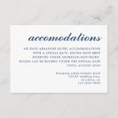 Einfache moderne Script Hochzeitsunterkunft Blau Begleitkarte (Vorderseite)