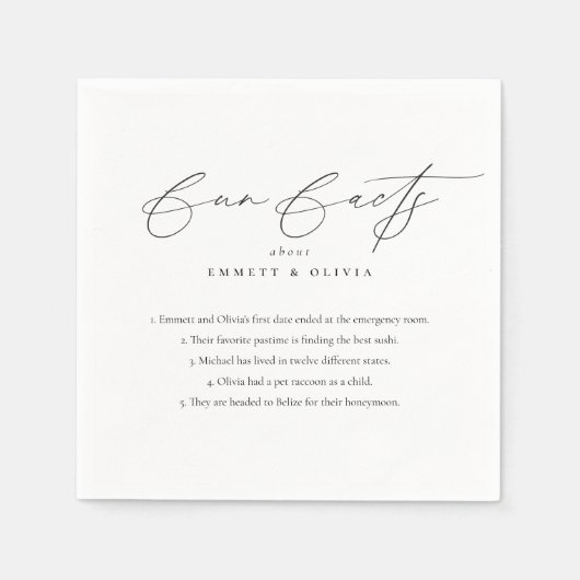 Einfache moderne Script-Kalligrafie Spaß-Fakten Ho Serviette (Vorderseite)