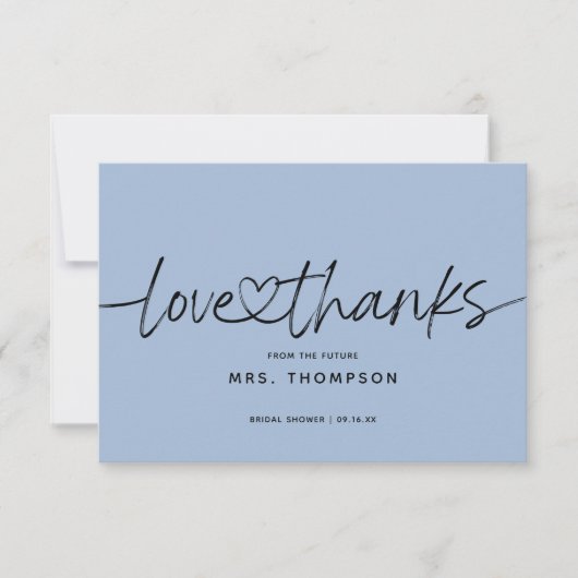 Einfache moderne Script-Liebe und dank Brautparty Dankeskarte (Vorderseite)