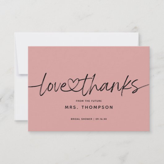Einfache moderne Script-Liebe und dank Brautparty Dankeskarte (Vorderseite)
