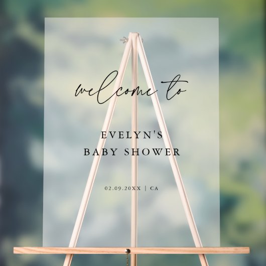 Einfache moderne Script Mattiert Baby Dusche Willk Acrylschild (Neutral)