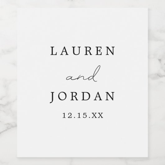 Einfache, moderne Script Mit Monogramm Wedding Spa Weinetikett (Einzelnes Label)