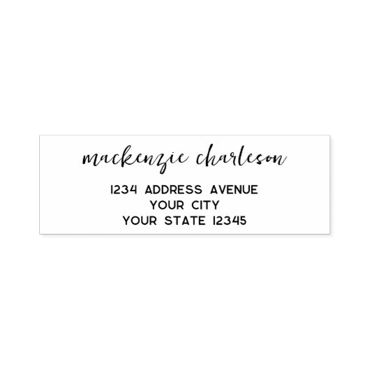 Einfache moderne Script-Personalisierte Rücksendea Permastempel (Design)