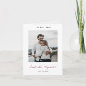 Einfache moderne Script-Rose Gold Foto Hochzeit Dankeskarte (Vorderseite)